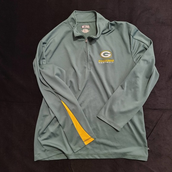 NFL Team Apparel Green Bay Packers Football Men's Quarter Zip Pullover, Size L - Picture 2 of 4